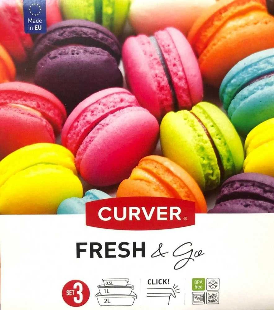Keter CURVER MAISTO DĖŽUČIŲ RINKINYS FRESH&GO 3vnt 0,5/1/2L MĖTŲ/ ŠVIESIAI PILKA/ PERSIKINĖ SPALVA