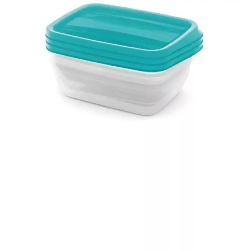 Curver Set of food containers rectangular 3x1L Vedo transparent turquoise