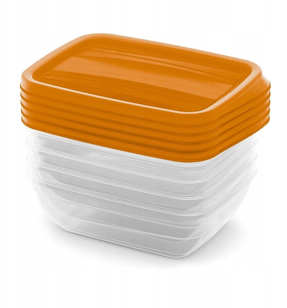 Curver Set of food dishes rectangular 5x0.5L Vedo transparent oranžinis