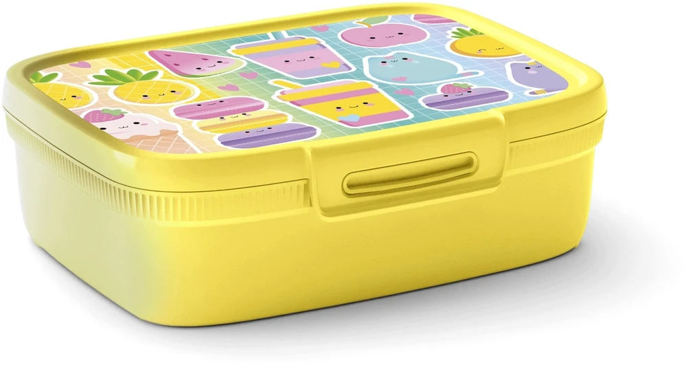 Curver maisto laikymo indas stačiakampis su pertvara 1,8 l Snap Box geltona/kawaii