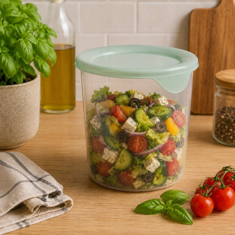 CURVER MAISTO DĖŽUTĖ FRESH&GO 1L APVALI ŽALIA