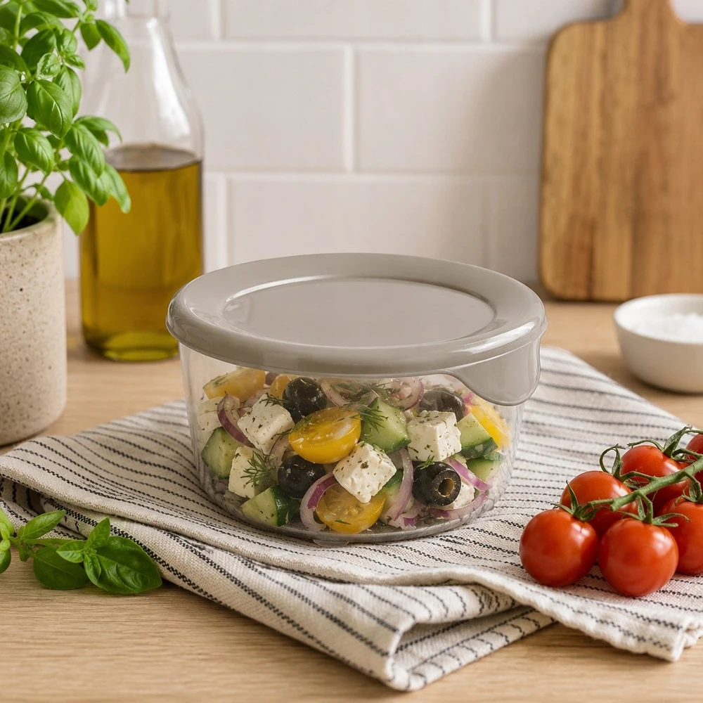 CURVER MAISTO DĖŽUTĖ FRESH&GO 0,5L APVALI SMĖLIO SPALVOS