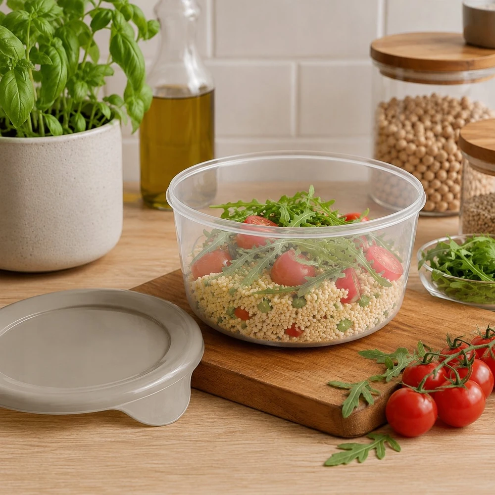 CURVER MAISTO DĖŽUTĖ FRESH&GO 0,5L APVALI SMĖLIO SPALVOS