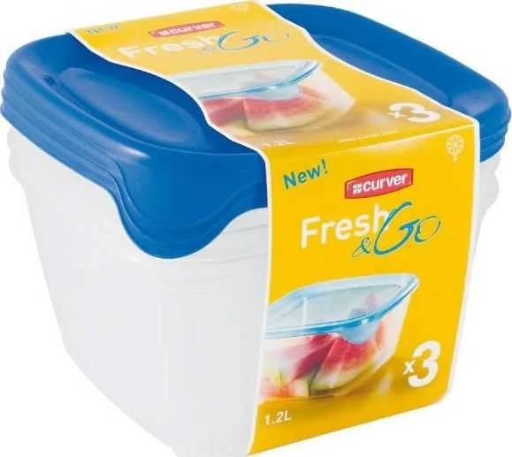 Keter CURVER Kvadratinių indų rinkinys 3 vnt. 1,2L