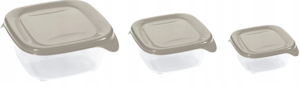 CURVER MAISTO DĖŽUTĖ FRESH&GO 0,25L+0,8L+1,7L KVADRATINĖ SMĖLIO SPALVOS