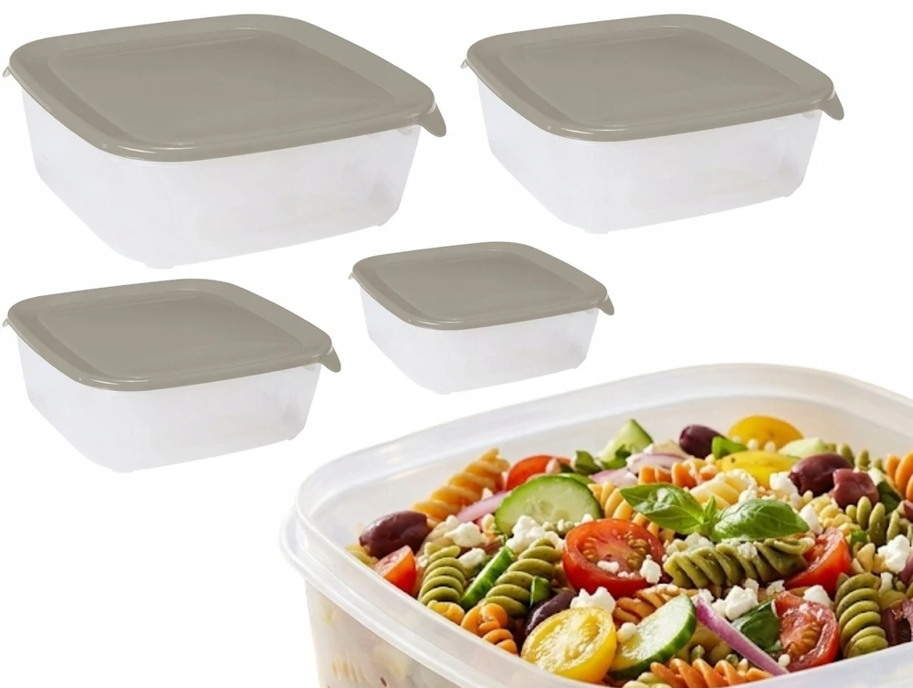CURVER MAISTO DĖŽUTĖ FRESH&GO 0,25L+0,8L+1,7L+2,9L KVADRATINĖ SMĖLIO SPALVOS