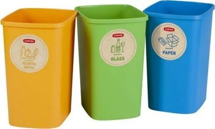 Curver Rūšiavimo šiukšliadėžių rinkinys ECO FRIENDLY, 3 × 25 l