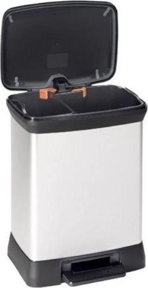 Curver Dviguba šiukšliadėžė su pedalu Deco, sidabrinė, 10l+18l