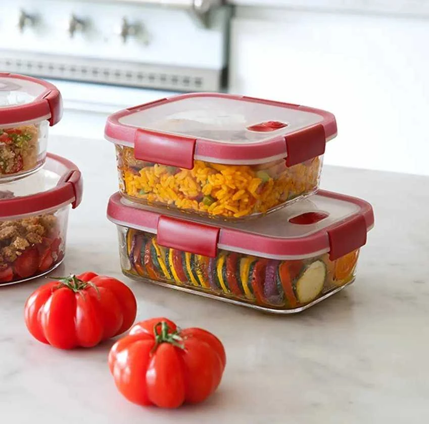 Keter CURVER INDAS COOK STAČIAKAMPIS 0,9L /SKAIDRUS/ RAUDONAS