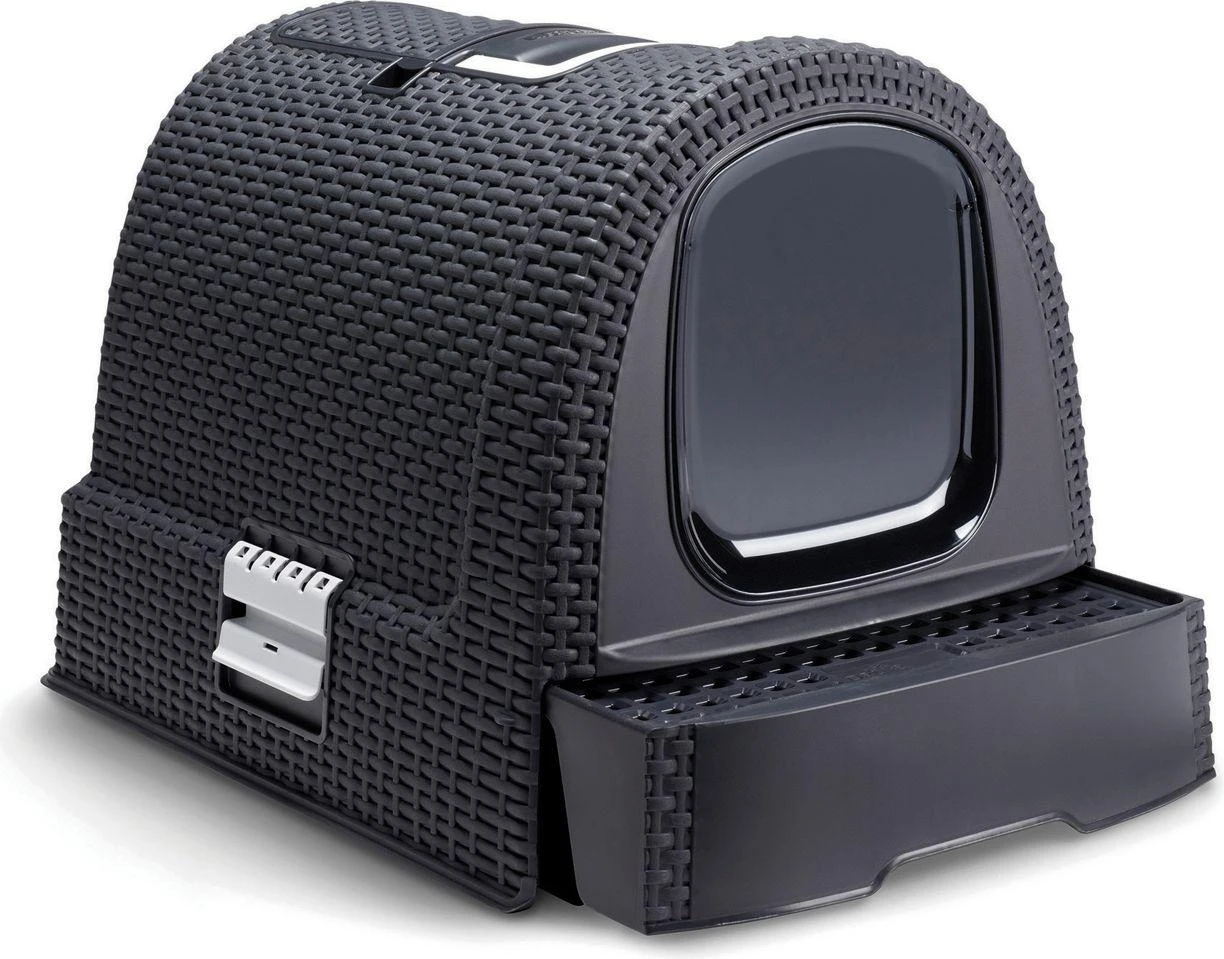 Curver Rattan tualetas katėms grafito spalvos 51x39x39cm