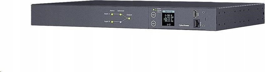 CYBERPOWER PDU24005 Matuojamas ATS PDU 230V/20A 1U 8x IEC-320 2x IEC C19 Outlets nuoseklusis prievadas PowerPanel Center programinė įranga