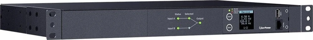 CYBERPOWER PDU24005 Matuojamas ATS PDU 230V/20A 1U 8x IEC-320 2x IEC C19 Outlets nuoseklusis prievadas PowerPanel Center programinė įranga