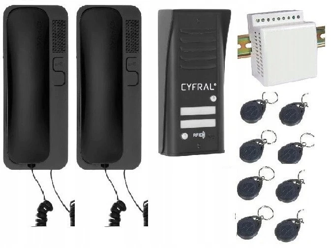 CYFRAL COSMO domofonas 2 nuomininkams juoda kasetė juodi domofono telefonai