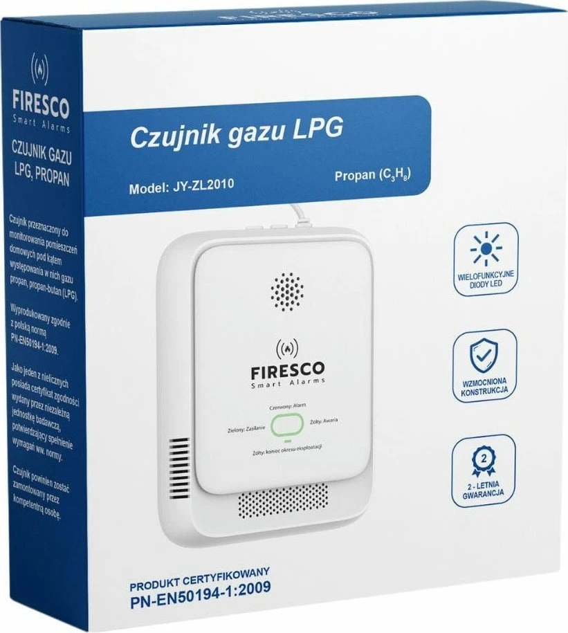 Dujų nuotėkio jutiklis propanas-butanas Firesco (LPG) JY-ZL2010
