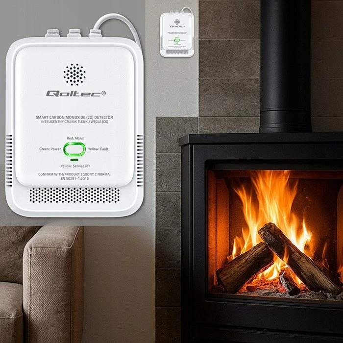 Qoltec 52576 Carbon monoxide sensor | CO detector | alarm 85dB | LED