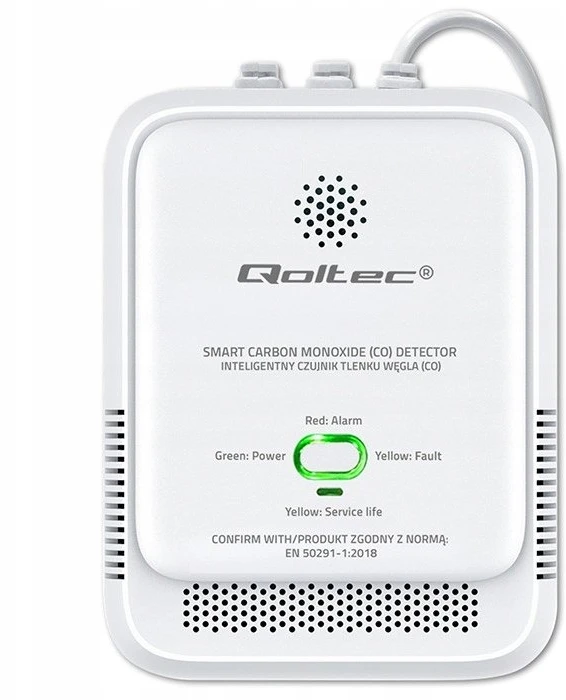 Qoltec 52576 Carbon monoxide sensor | CO detector | alarm 85dB | LED