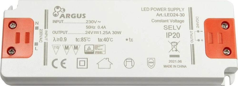 „Inter-Tech LED24-30“, 30 W, IP20, 100 000 val., -20–50 °C, 207–253 V, 50/60 Hz
