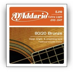 Stygos akustinei gitarai D'Addario EJ10 .010