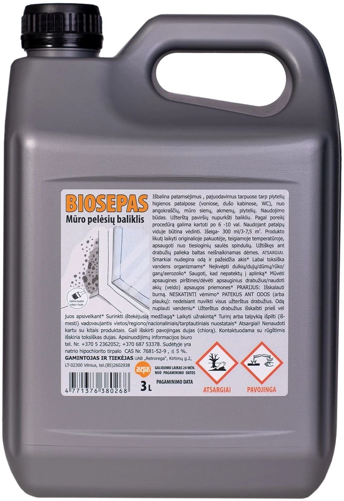 Asepas BIOCIDINIS PREPARATAS BIOSEPAS 3L