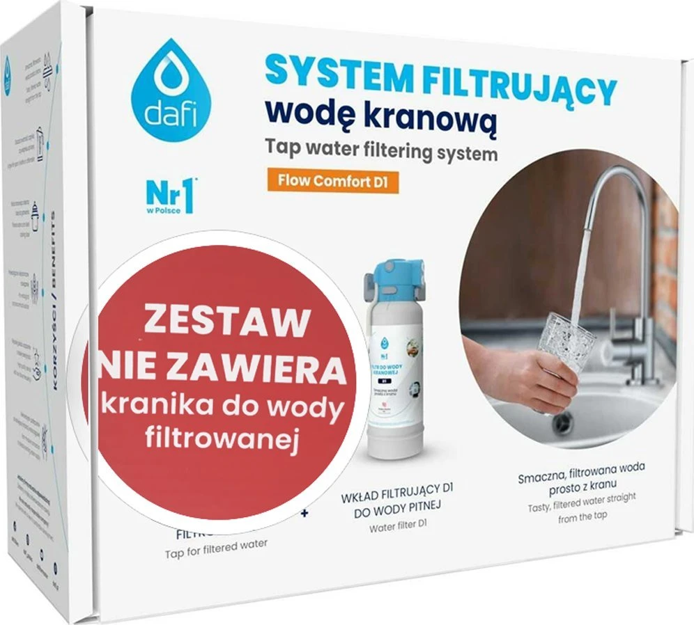 Dafi Flow Comfort D1 filtro pakuotė su informaciniu lipduku