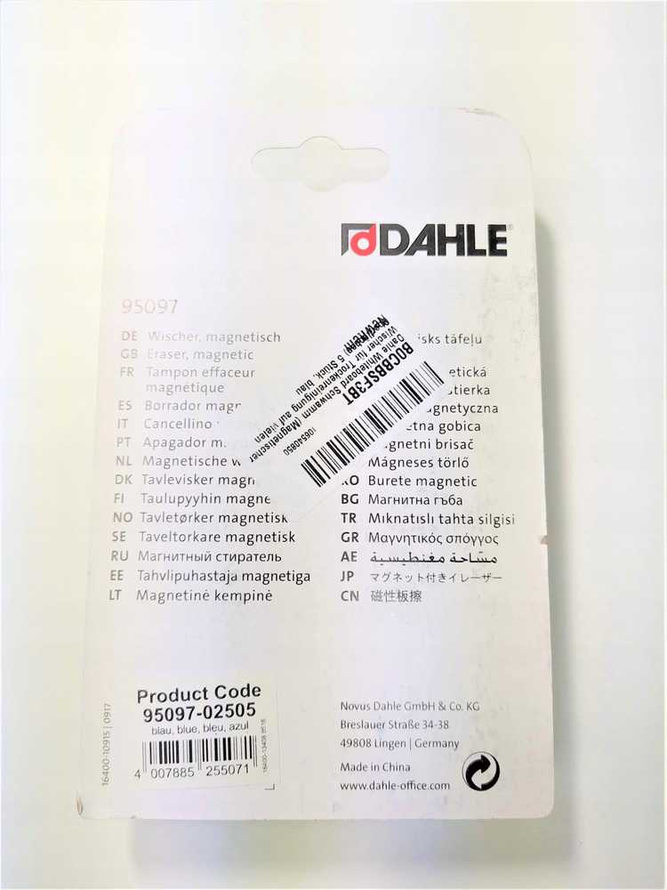 Dahle DAHLE Magnetischer Wandtafel-Wischer blau für Whiteboards