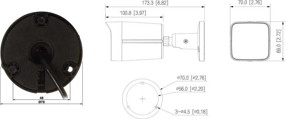 IP KAMERA IPC-HFW1839TC-A-IL-0280B-S6-Juodas Išmanusis Dvigubas Šviestuvas 8.3 Mpx 4K UHD 2.8 mm DAHUA
