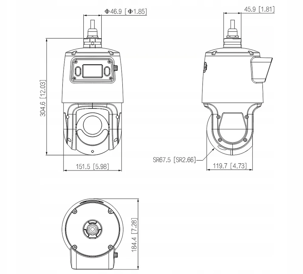 IP GREITOSIOS RAJONĖS KUPOLINĖ KAMERA SDT4E425-4F-GB-A-PV1-S2 PANORAMINĖ TiOC WizSense išmanioji dviguba šviesa - 4 Mpx 5 ... 125 mm, 2.8 mm DAHUA