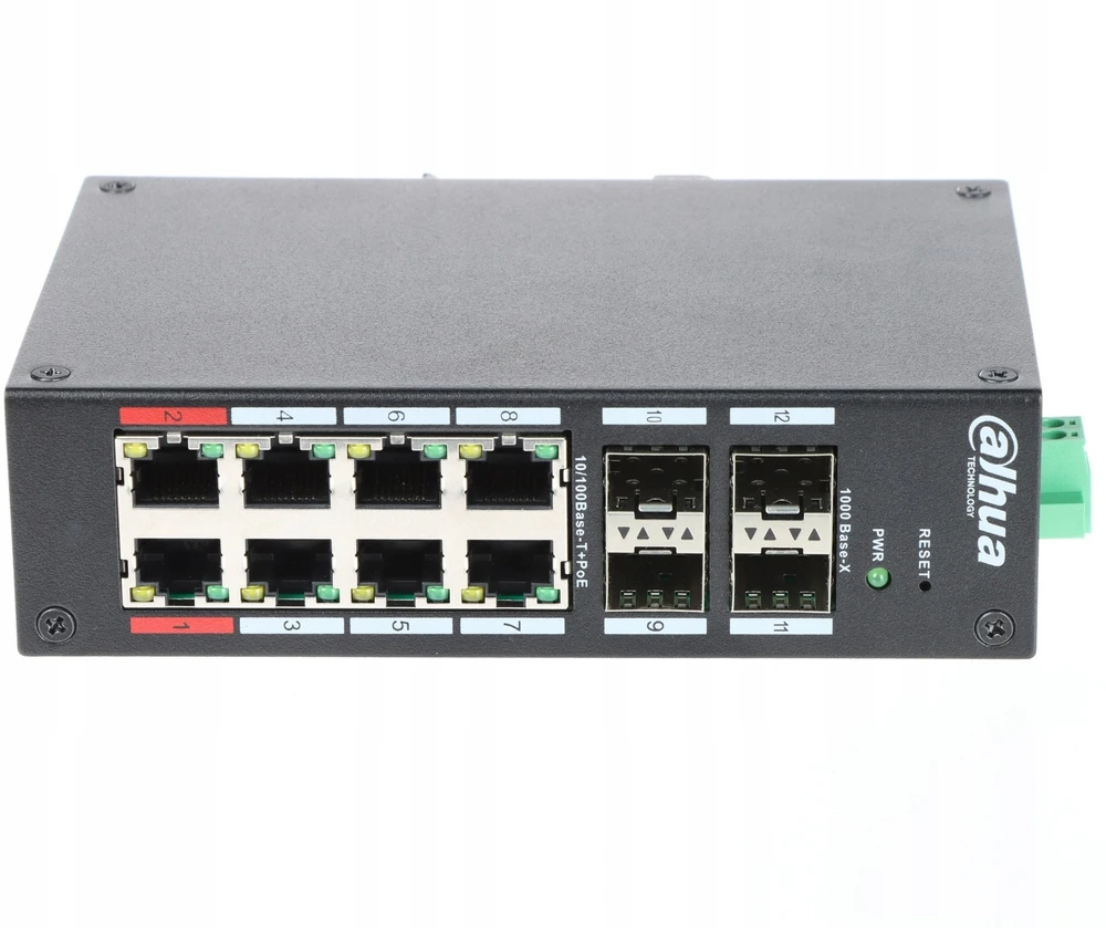 Šakotuvas SWITCH POE HS4412-8ET-120 8 PRIEVADŲ + 4 x SFP DAHUA