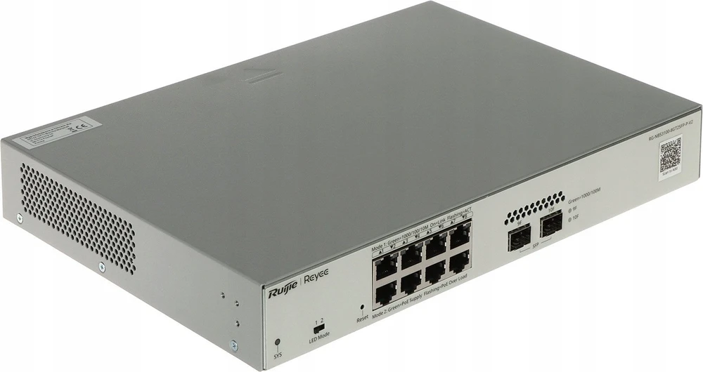 Šakotuvas 10 prievadų komutatorius Ruijie RG-NBS3100-8GT2SFP-P-V2 (Valdomas, Layer 2, 8 x PoE+)