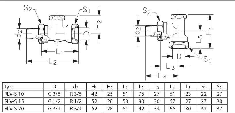 Balansinis ventilis Danfoss, RLV-S15 rankinis kampinis