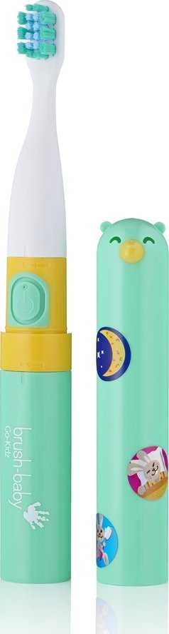 Brush-baby Go-KIDZ šepetėlis su nuimamu mėtų spalvos dėklu