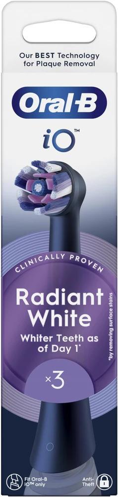 KOŃCÓWKI ORAL-B IO RADIANT Baltas WB-3 Juodas (3-PAK)