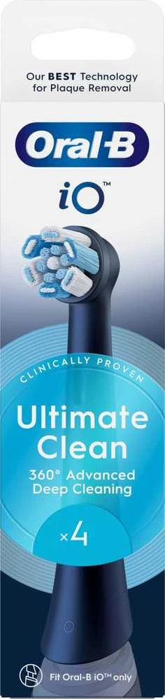 BRAUN iO RB CBF-4 Ultimate Clean Juodas 4ct antgaliai dant šepetėliui