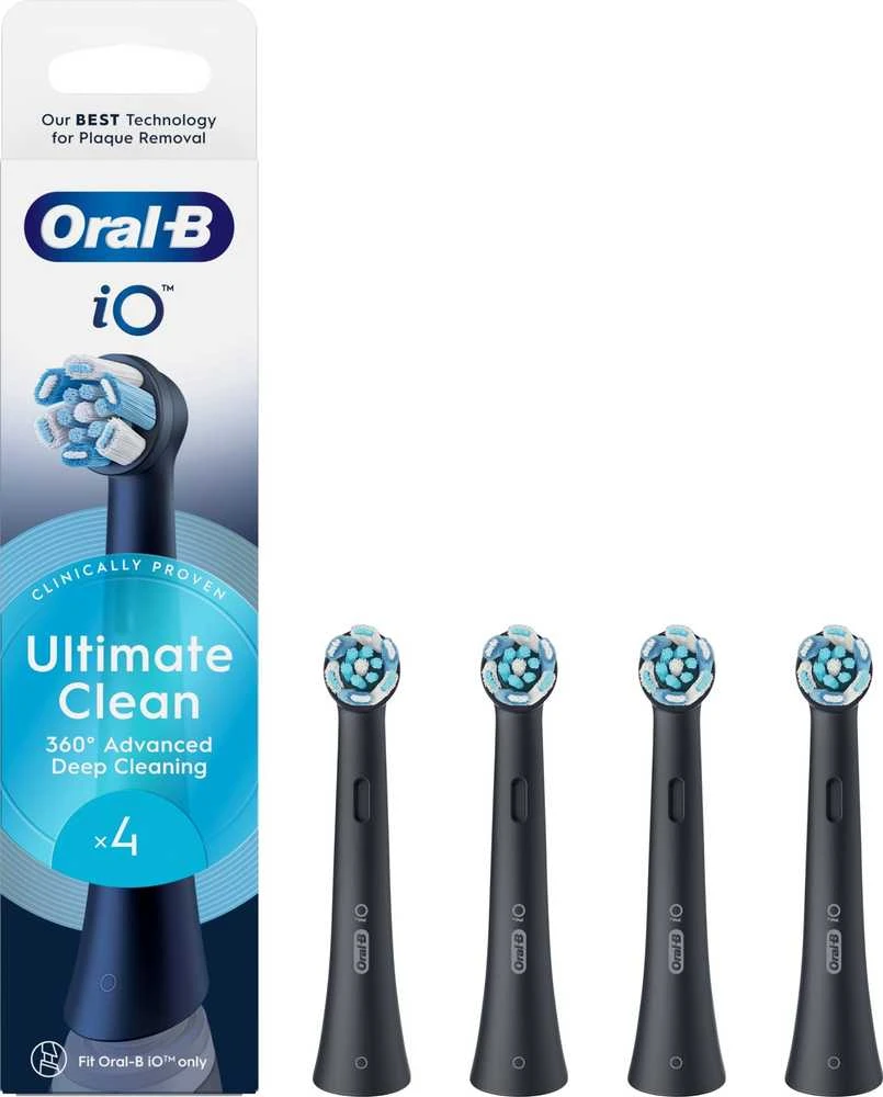 BRAUN iO RB CBF-4 Ultimate Clean Juodas 4ct antgaliai dant šepetėliui