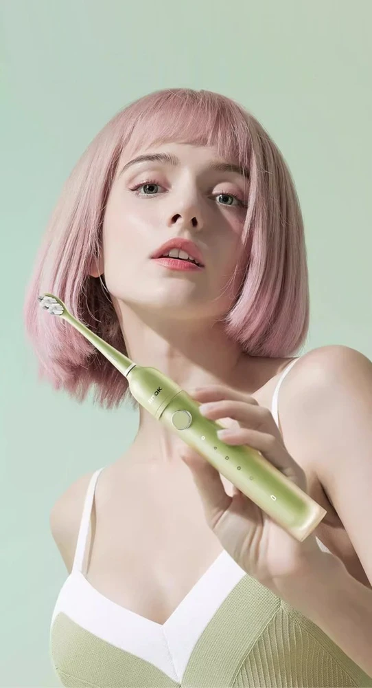 Jimok Sonicinis dantų šepetėlis R1 Matcha Žalias IPX8 tylus 4 antgaliai