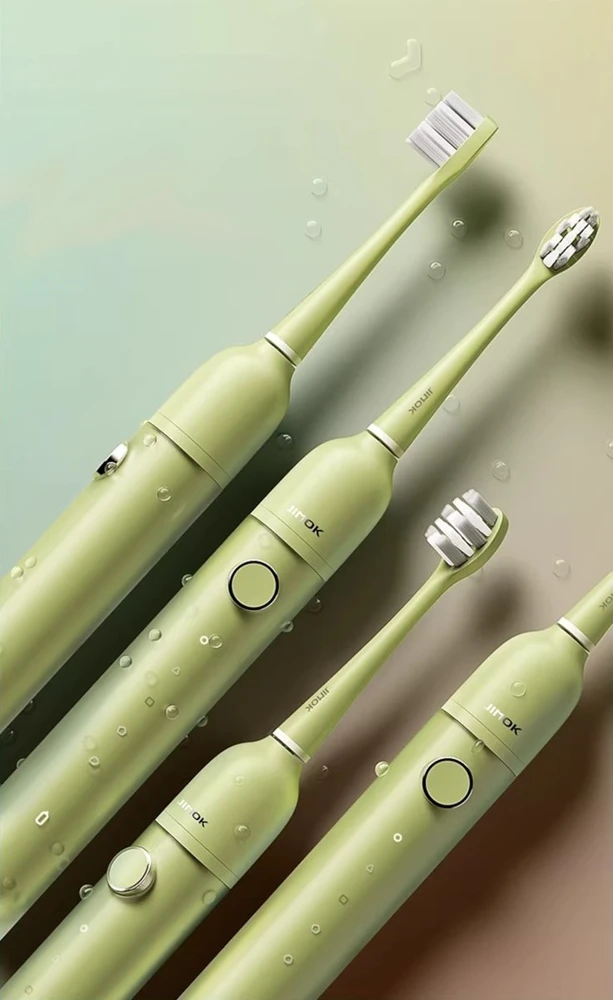 Jimok Sonicinis dantų šepetėlis R1 Matcha Žalias IPX8 tylus 4 antgaliai