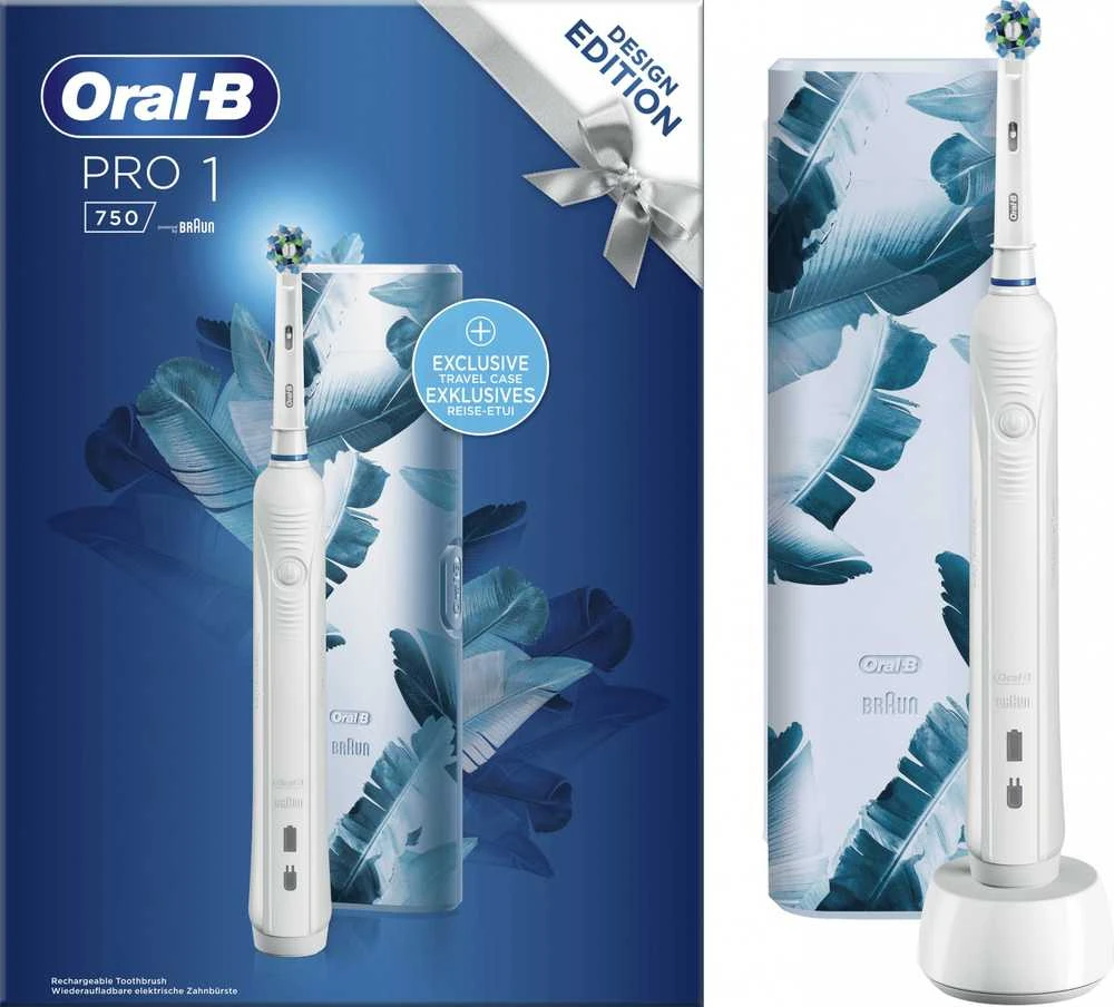 Dantų šepetėlis Šepetėlis Oral-B Pro 1 750 CrossAction Baltas + Dėklas Baltas