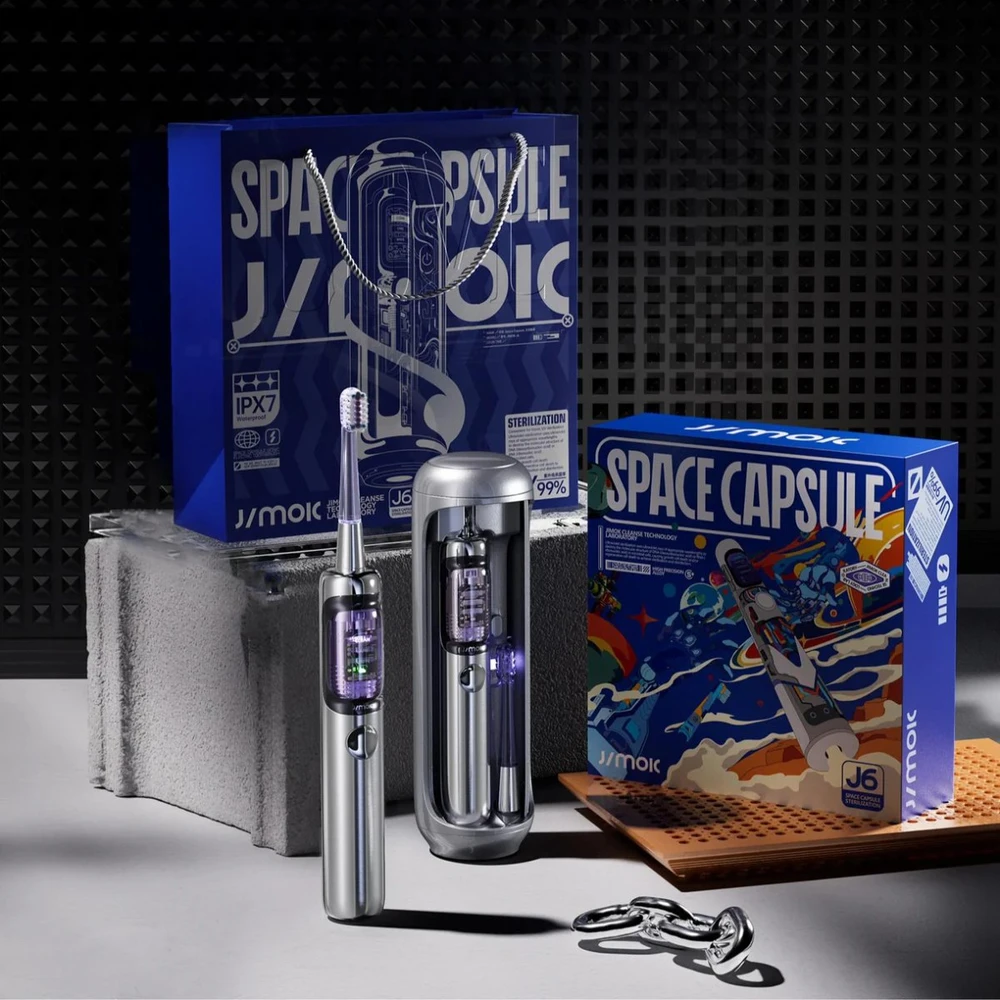 Dantų šepetėlis Šepetėlis Jimok Soniczna Jimok J6 Capsule Sidabrinis - Pilkas + 4 antgaliai