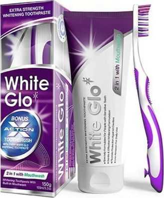 White Glo Baltas Glo Baltas Glo 2 viename su burnos skalavimo skysčiu, 100 ml