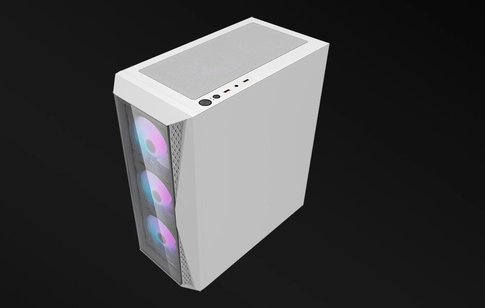 Kompiuterio dėklas Darkflash DK352 Plus su 4 ventiliatoriais (juodai baltas)
