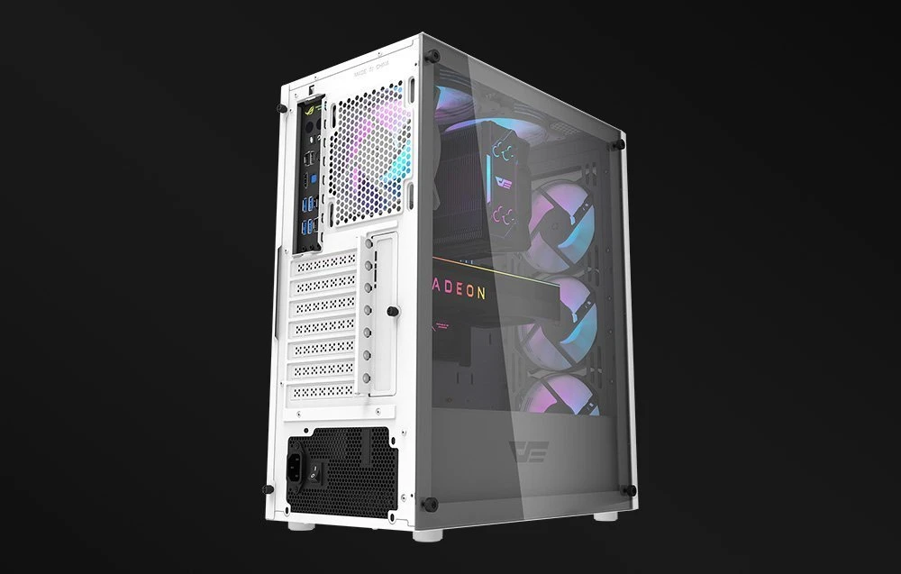 Kompiuterio dėklas Darkflash DK352 Plus su 4 ventiliatoriais (juodai baltas)