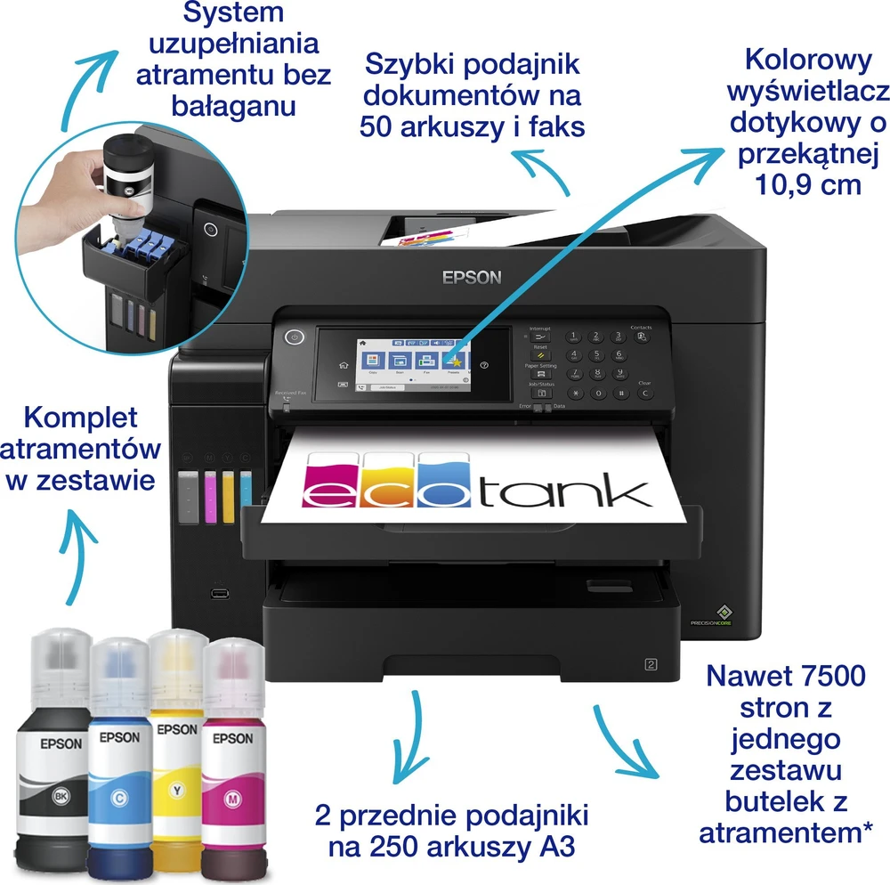 Epson | EcoTank L15160 | Inkjet | Spalvotas | Multicunctional Spausdintuvas | A3+ | Wi-Fi | Juodas