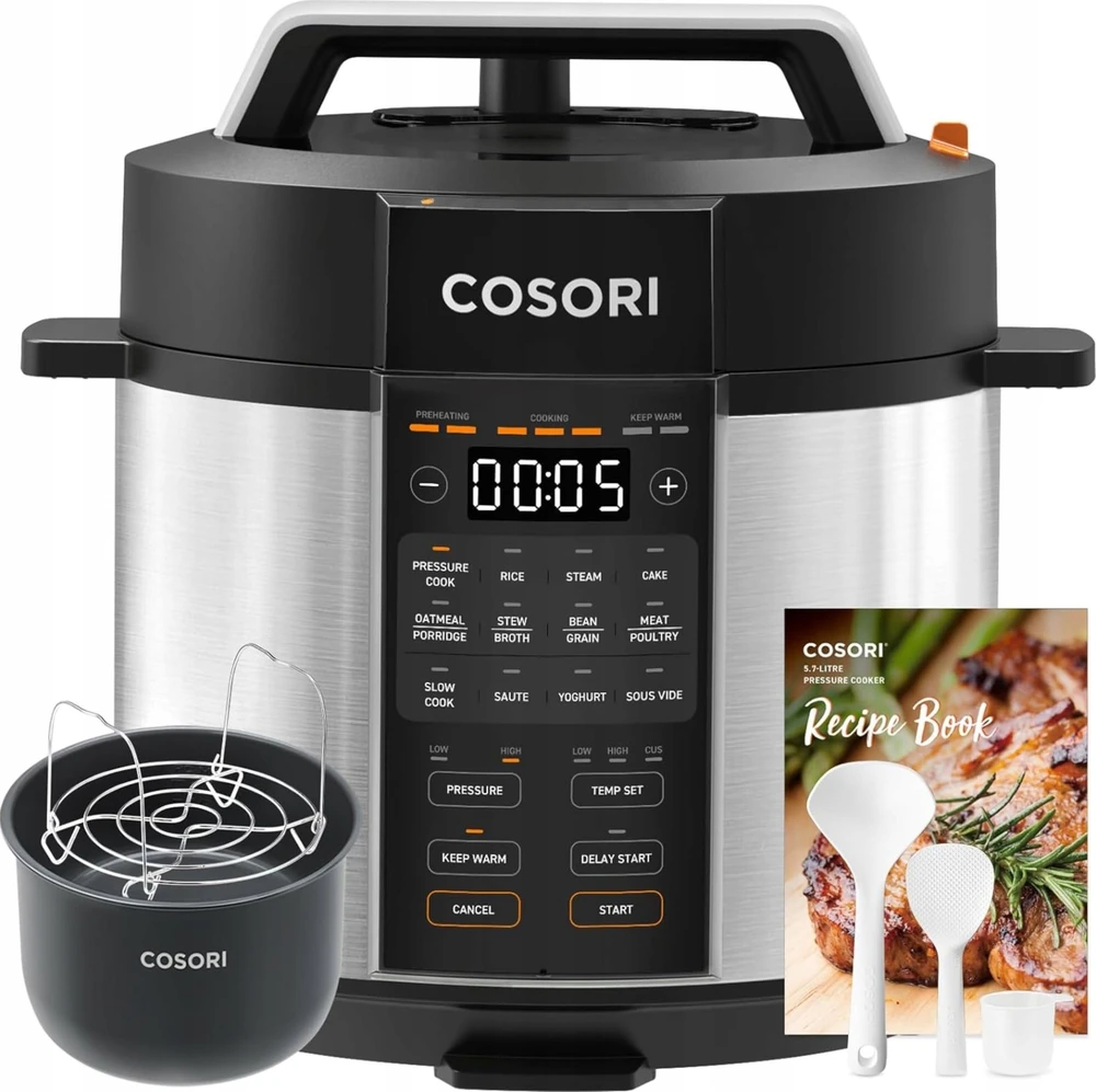 Cosori CMC-CO601-SEU Pressure Cooker juodai-sidabrinis