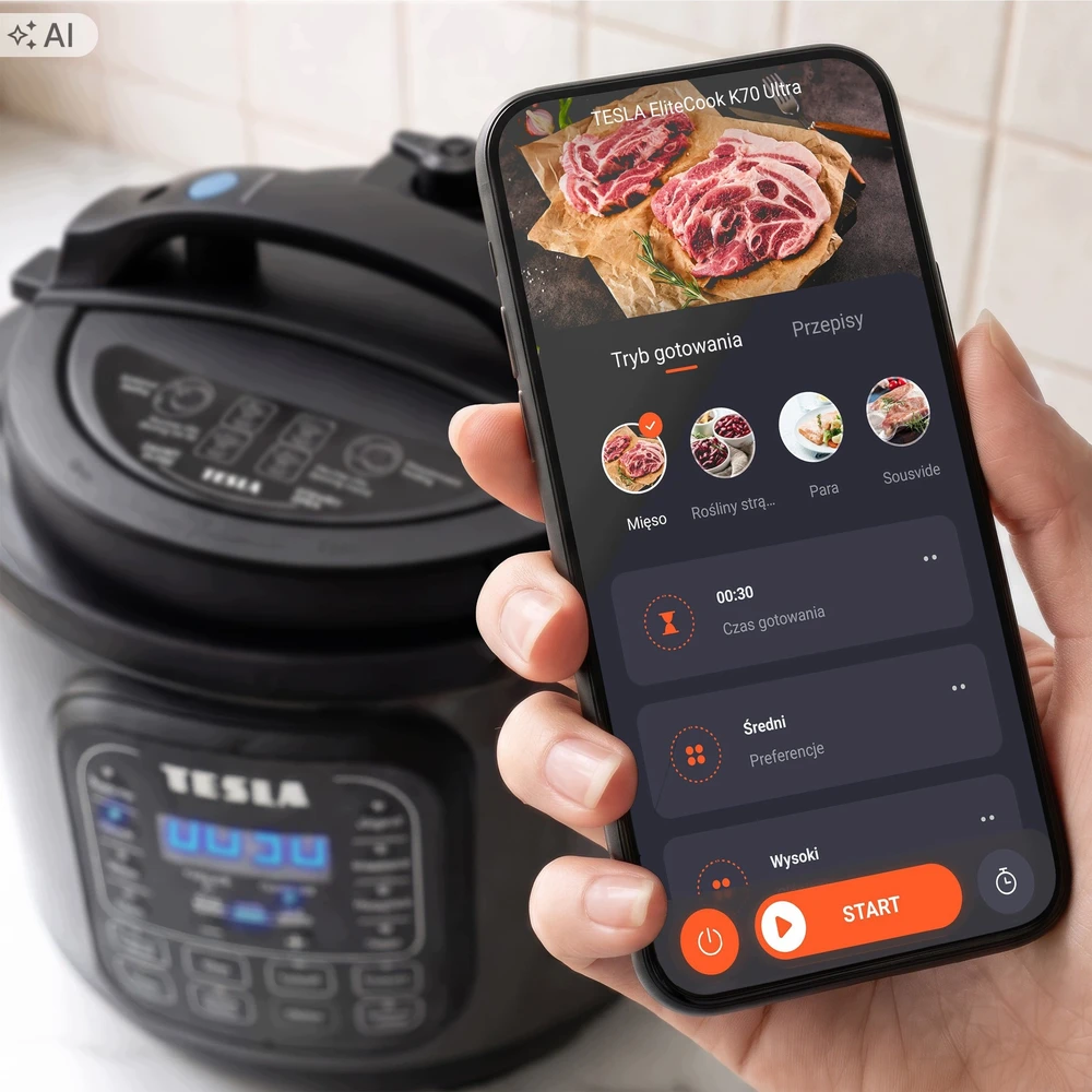Daugiafunkcinis puodas Tesla EliteCook K70 Ultra Daugiafunkcinis puodas 11 w 1 su aplikacją i programem Low Carb (EPCKK70UBLKPL)