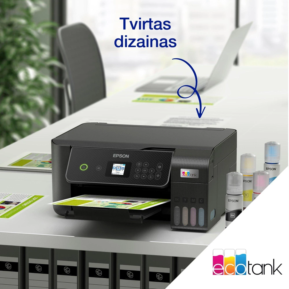 Daugiafunkcis rašalinis spausdintuvas Epson EcoTank L3280, A4, spalvotas, Wi-Fi, Wi-Fi Direct, AirPrint, LCD ekranas, juodas | C11CJ66426
