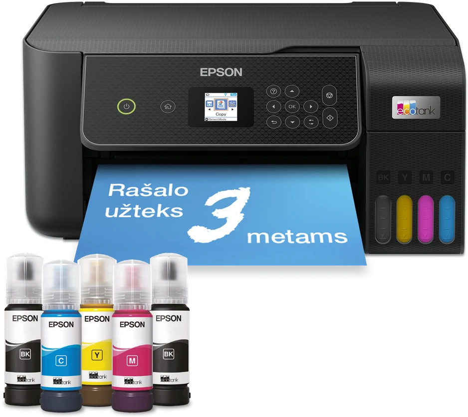 Daugiafunkcis rašalinis spausdintuvas Epson EcoTank L3280, A4, spalvotas, Wi-Fi, Wi-Fi Direct, AirPrint, LCD ekranas, juodas | C11CJ66426