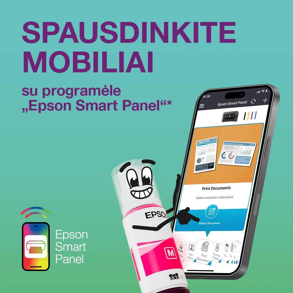 Daugiafunkcis rašalinis spausdintuvas Epson EcoTank L3280, A4, spalvotas, Wi-Fi, Wi-Fi Direct, AirPrint, LCD ekranas, juodas | C11CJ66426