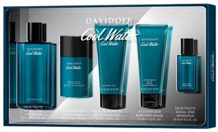 Davidoff „Cool Vanduo Men“ rinkinys: tualetinis vanduo 125 ml + dušo želė 75 ml + balzamas po skutimosi 75 ml + dezodorantas-stiklinis pieštukas 75 ml + tualetinis vanduo 15 ml
