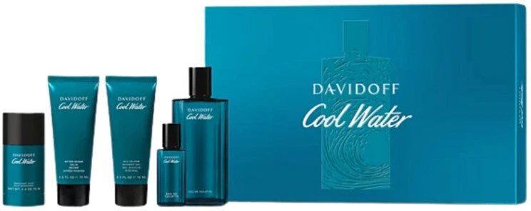 Davidoff „Cool Vanduo Men“ rinkinys: tualetinis vanduo 125 ml + dušo želė 75 ml + balzamas po skutimosi 75 ml + dezodorantas-stiklinis pieštukas 75 ml + tualetinis vanduo 15 ml