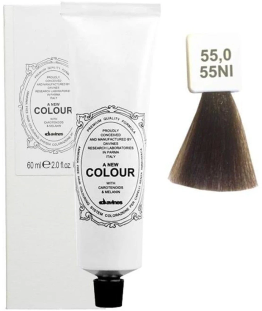 Davines A New Colour 55.0 dažų tūbelė su sruogos pavyzdžiu